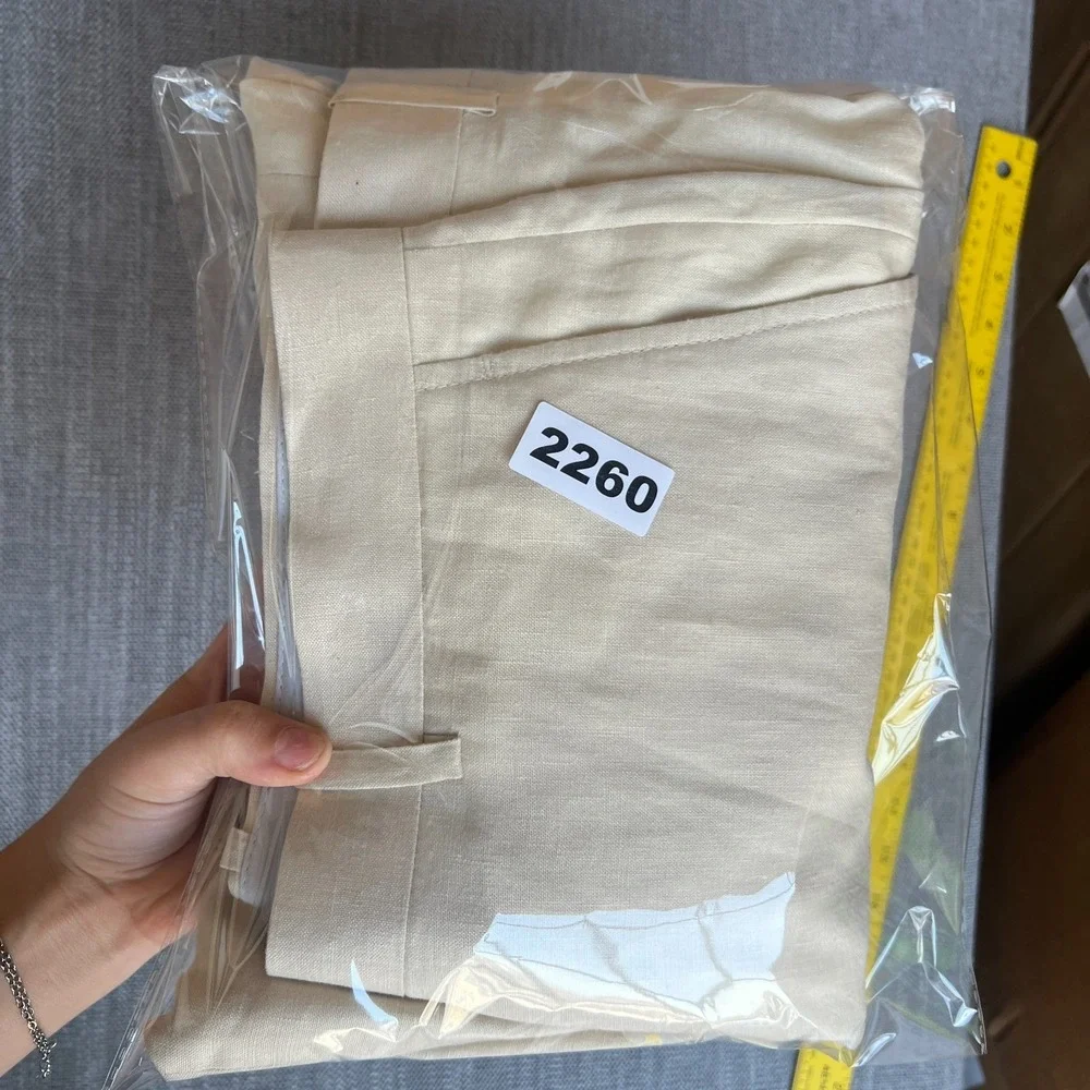 INC International Concepts Chino Pants Mens 34x34 Tan Linen Ramie Blend Slim Fit